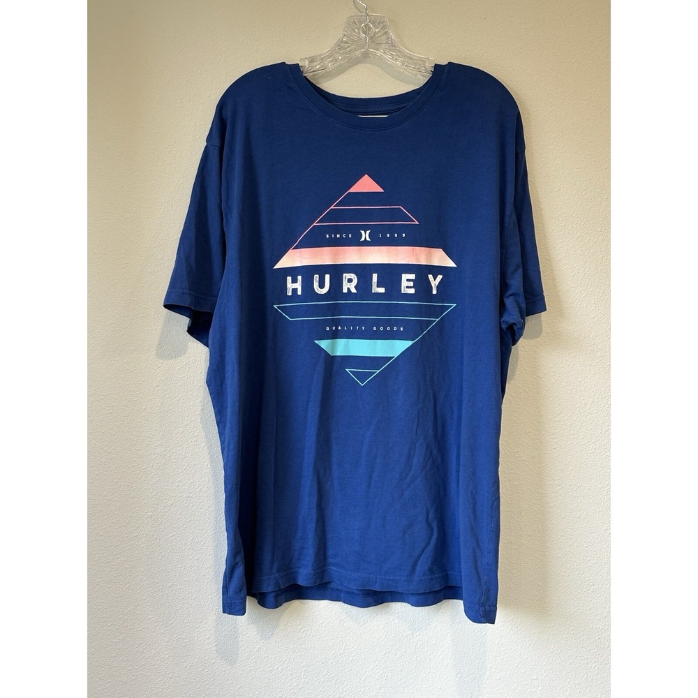 Hurley Surfing T Shirt Men XL Royal Short Sleeve Graphic‎ Chest Logo Spellout